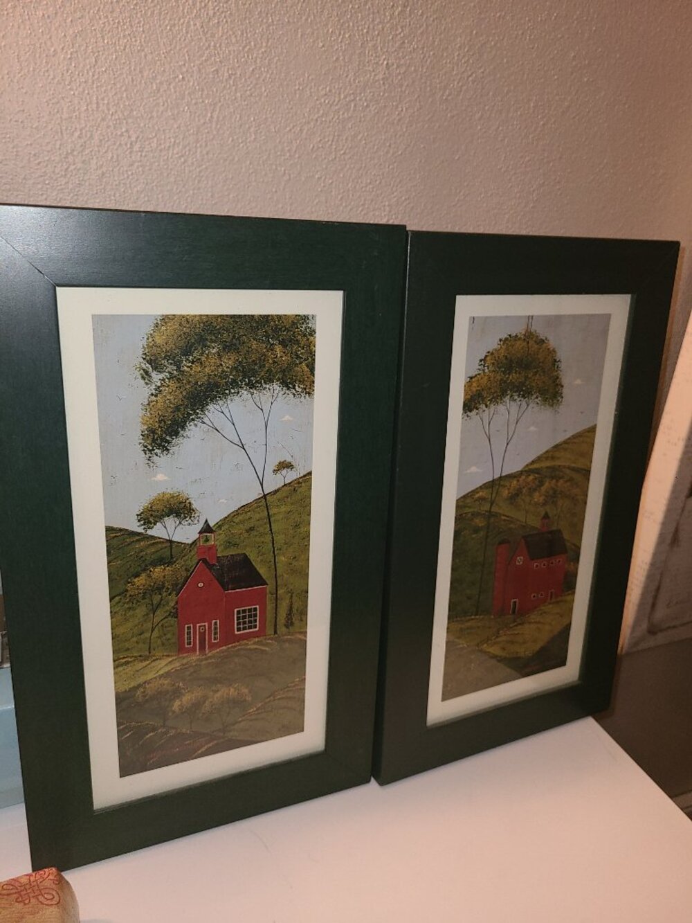 Warren Kimble Signed Framed Barn House, Country School Set of 2 (14.25” x 8.25”)